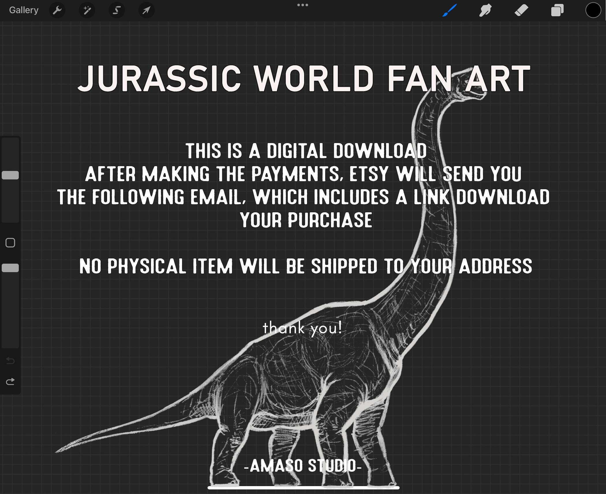 Jurassic World Fan Art Stamp for Procreate, Photoshop Brush and Clip ...