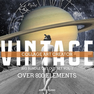 Vintage Collage Creator Vol.1 , Over 800+ Elements High Resolution Artwork PNG Cut Out