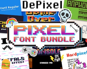 Pixellettertypenbundel, meer dan 100 lettertypen