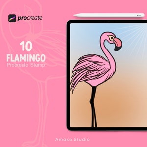 Flamingo Procreate Stamp, Digital Stamp, Birds Stamp Brush, Bird Illustration, Flamingo Silhoutte, Exotic Birds