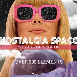 Nostalgia Space Collage Creator, oltre 300 elementi PNG ad alta risoluzione
