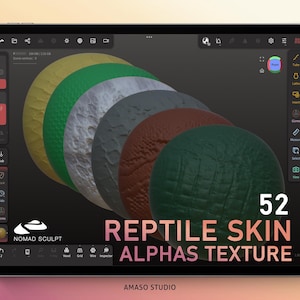 Reptile Skin Alphas Texture Pack for Nomad Sculpt - High-Quality Alphas for 3D Modeling and Sculpting