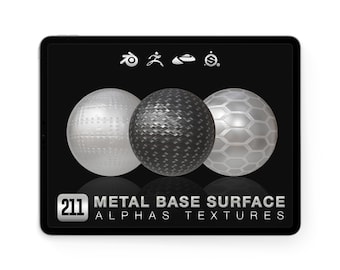 Metal Surface Alpha's voor Nomad Sculpt Blender ZBrush | Borstels voor harde oppervlakken | Panelen Klinknagels | 3D-textuur, png