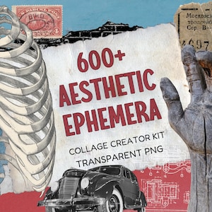Kit para crear collages con elementos vintage, imágenes prediseñadas PNG para álbumes de recortes y diarios creativos (más de 600 imágenes).