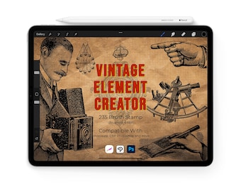 Vintage Ephemera Stamp Brush Set | Procreate & Photoshop (Digital Download)
