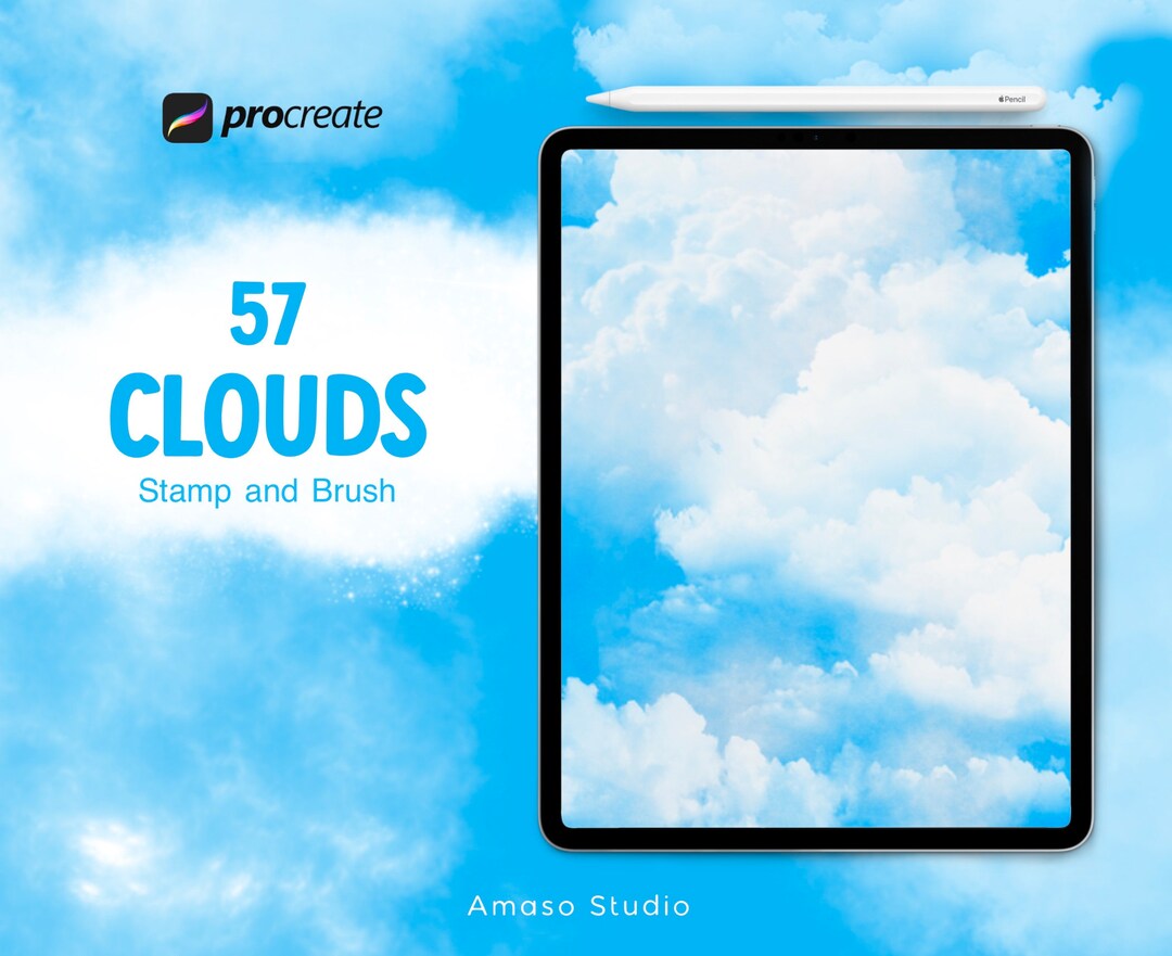 Clouds Procreate Stamp Brush, Sky Brush, Nature Brush, Digital Download ...