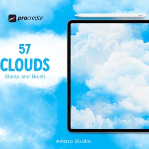 Clouds Procreate Stamp Brush, Sky Brush, Nature Brush, Digital Download, Instal Download
