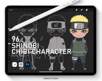 Shinobi Chibi para Procreate, Photoshop Brush y Clip Studio Paint Brush