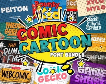 Comic and Cartoon Fonts Bundle, Over 120+ Fonts