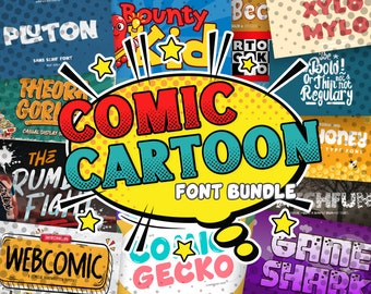 Strip- en cartoonlettertypenbundel, meer dan 120 lettertypen