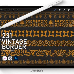 Vintage randstempel voor Procreate, Photoshop Brush en Clip Studio Paint Brush