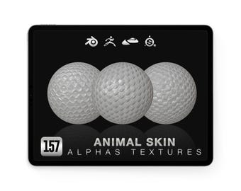 Animal Skin Alphas for Nomad Sculpt Blender ZBrush | Creature Texture Brushes | Scales Fur Hide Details | 3D Pack PNG