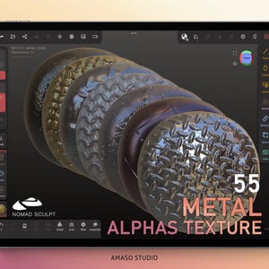 Metal Alphas Texture Pack for Nomad Sculpt - High-Quality Alphas for 3D Modeling and Sculpting