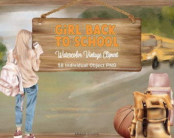 Girl Back To School Clipart High Resolution PNGs