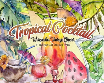 Cocktail Watercolor Clipart High Resolution PNGs