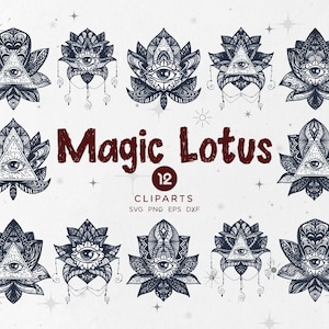 12 Magic Lotus SVG Clipart, Eyes Conspiracy Cut Files
