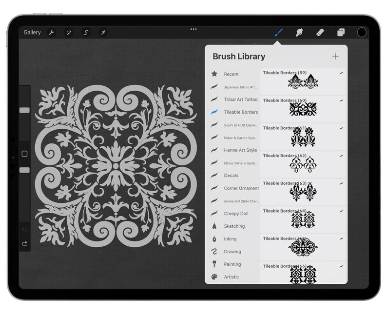 Procreate Tileable Tileable Border Ornament Procreate Stamps | Hand-drawn Decorative ...