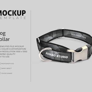 Dog Collar Mockup template photoshop, Pet Collar, customize collar photoshop editable