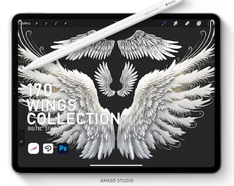 Flügel Stempel für Procreate, Photoshop Brush und Clip Studio Paint Brush