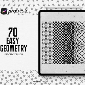 70 簡単なジオメトリ Procreate ブラシ、幾何学アート イラスト スタンプ