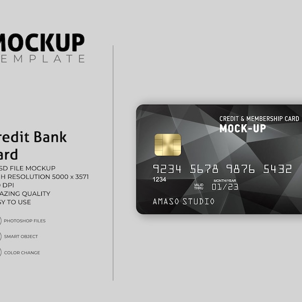 Maquette de carte de crédit, maquette de carte bancaire, maquette de carte bancaire personnalisée, maquette Photoshop modifiable
