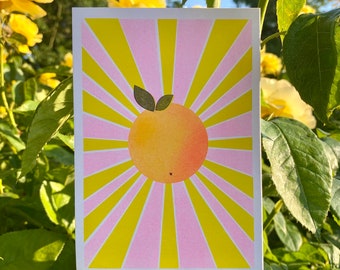 Juicy Orange In The Sun- Risograph A6 Print