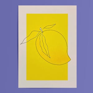 Dessin au trait de mangue sur fond jaune fluo - impression risographe A6