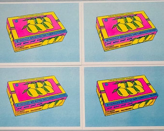 Caja de mangos Alphonso frescos / Impresión en risografía A5 / A4