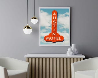 Austin Motel Neon Sign Print: Texas Photography, Congress Ave Decor