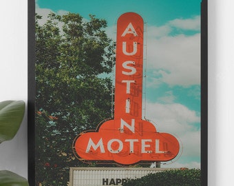 Austin Motel Neon Sign Print: Texas Photography, Congress Ave Decor