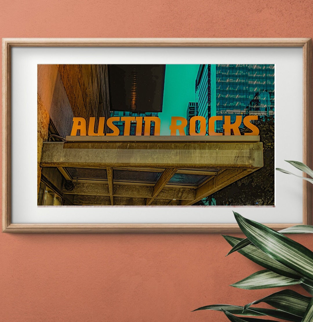 Austin Texas Print, Austin Rocks, Texas Photography, Neon Sign Decor ...