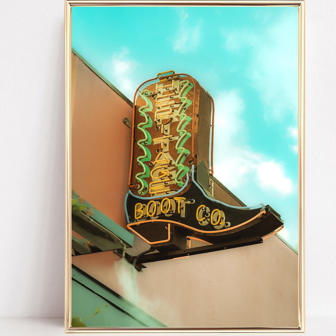 Austin Texas Print: Heritage Boot Neon Sign, Downtown Decor - Etsy
