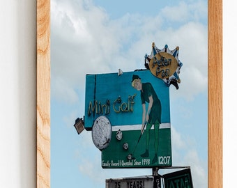 Peter Pan Mini-Golf Print, Austin Texas Neon Sign Photography