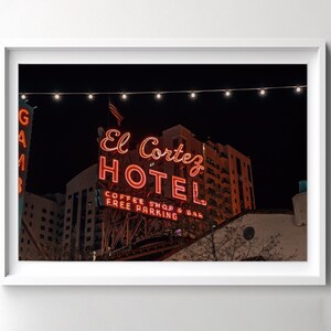 Las Vegas Nevada Print, El Cortez, Vegas Photography, Wall Art, Downtown Vegas, Vintage Vegas Decor, Downtown Las Vegas Casinos, Fremont St