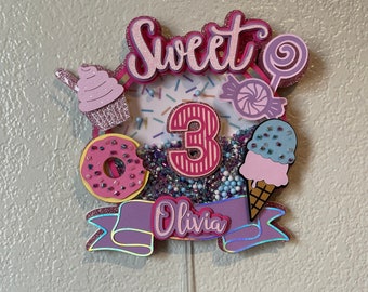 Cake Topper Candyland Birthday, Sweet Cake Topper, 3D Cake Topper with Shaker