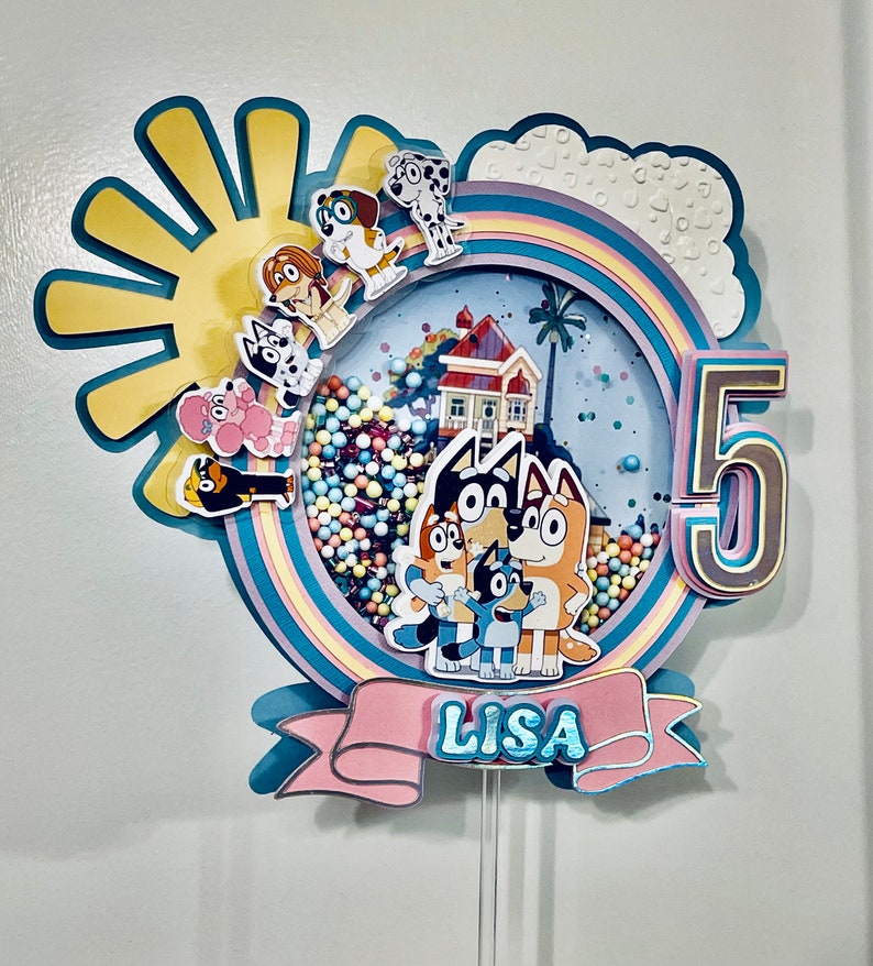 Bluey Inspired Shaker Cake Topper Etsy