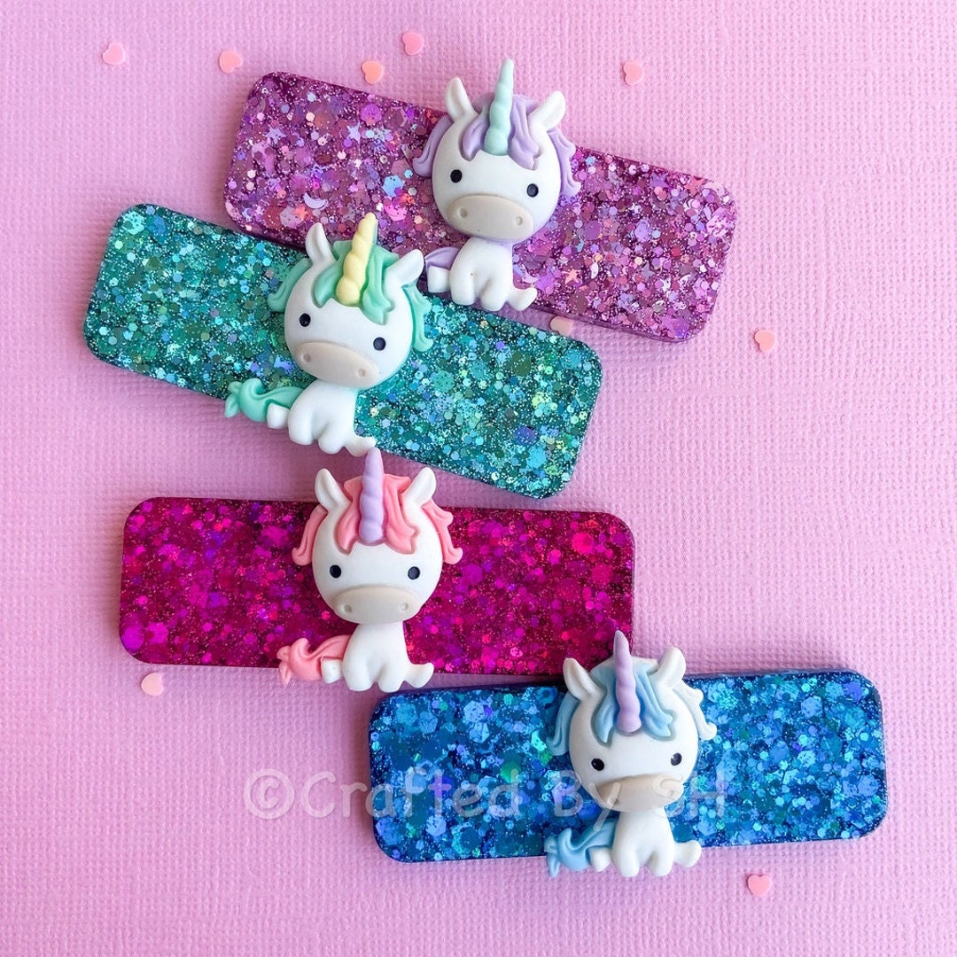 Unicorn Hair Clips, Resin Hair Clips, Hair Accessory, Gifts for Girls, Fashion Accessory, Girls