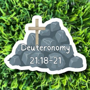 Deuteronomy 21:18-21 bible verse / atheist agnostic anti-religion vinyl matte sticker