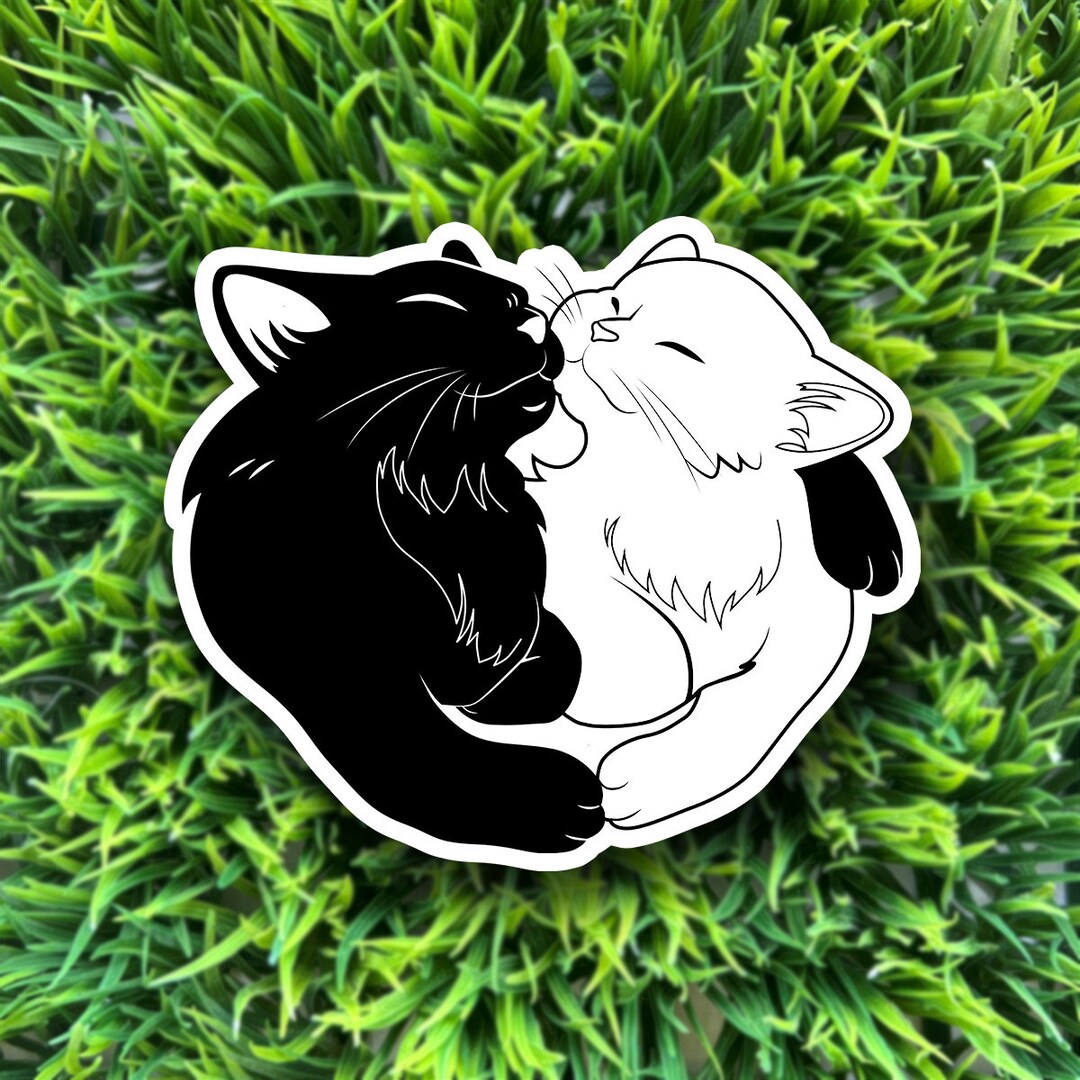 Cats Hugging Sticker - Etsy