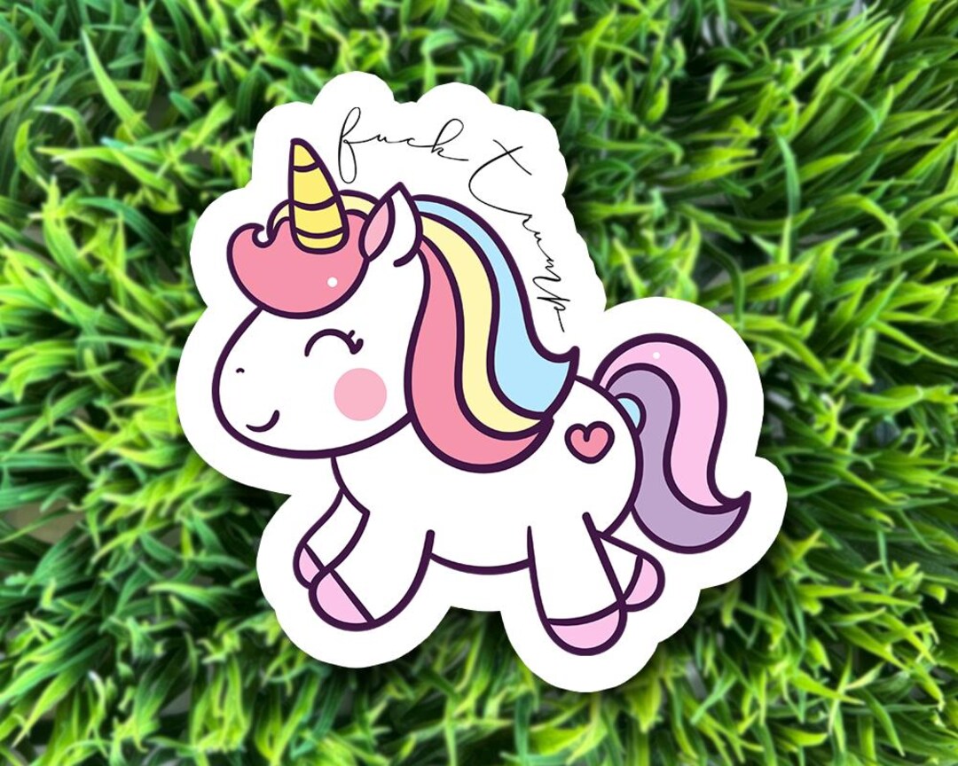 Subtle F Trump Sticker With Unicorn / Liberal Democrat Vinyl Matte ...
