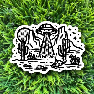 Desert UFO Alien Sticker