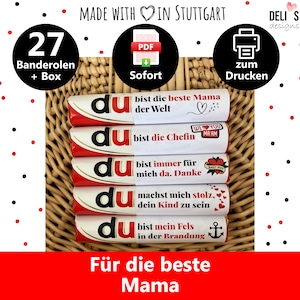 Duplo banderoles mom, gift box Mother&#39;s Day, loving message parents, idea personal gift, birthday gift mother, DIY pdf, A056