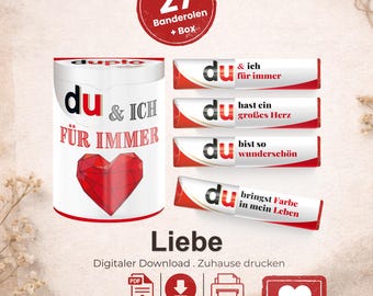 Duplo Love Ribbons, romantic Valentine's Day gift, DIY gift idea for women, anniversary for men, wedding anniversary for partners, PDF print, A024