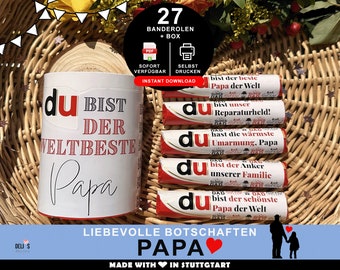 Duplo Banderolen Papa, Geschenk Vatertag selbst basteln, persönliches Geburtstagsgeschenk Vater, Vorlage DIY, sofort drucken, last minute