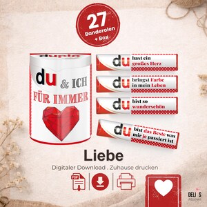 Envoltorios Duplo Love, regalo romántico de San Valentín, idea de regalo DIY para mujeres, aniversario para hombres, aniversario de bodas para parejas, PDF imprimible, A030