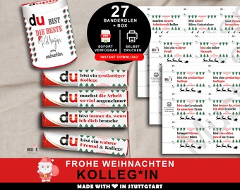 Duplo banderoles colleague, Christmas gift colleague, Secret Santa work, sayings gratitude, thank you cooperation company, DIY pdf, A003