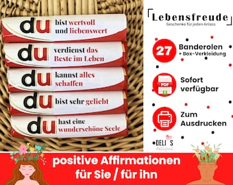 Duplo banderoles affirmation, positive message for her, personal gift for favorite person, birthday gift friend, DIY pdf, A066