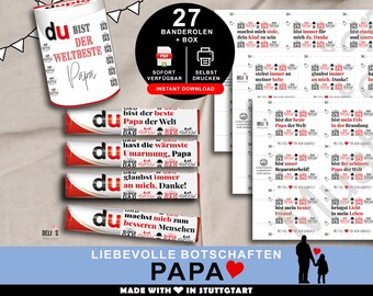 Duplo banderoles dad, personal gift Father&#39;s Day, loving message, make your own birthday present, DIY instant pdf, best dad, A044