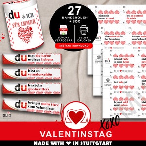 Duplo banderoles love, romantic gift Valentine&#39;s Day, DIY gift idea woman, anniversary man, wedding anniversary partner, pdf print, A031