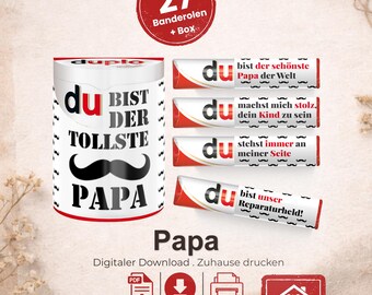 Duplo wrappers for Dad, personalized Father's Day gift, loving message, DIY birthday gift, DIY PDF, mustache, A046